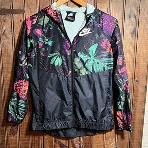 Nike Black Jacket with Vibrant Floral Design